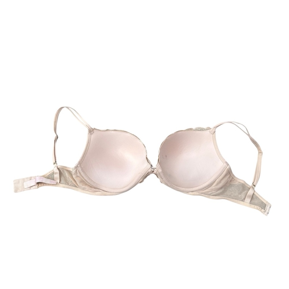 Victoria’s Secret 34DD Very Sexy Push-Up Bra Pink Beige Lace Rhinestone Crystal - Picture 4 of 8